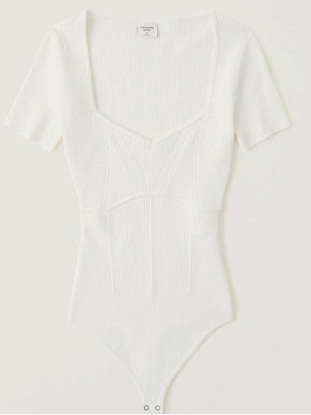 Abercrombie & Fitch White Ribbed Short Sleeve Bodysuit